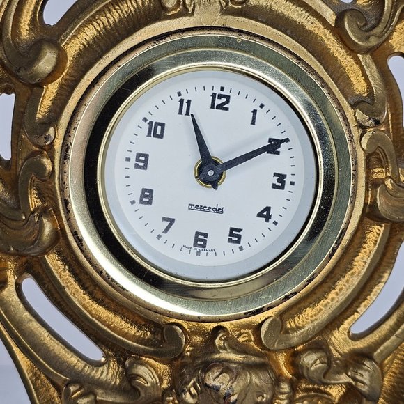 Antique Ornate Gold Mantel Clock Cherub Design Mercedes Germany Circa 1906 - Picture 13 of 14